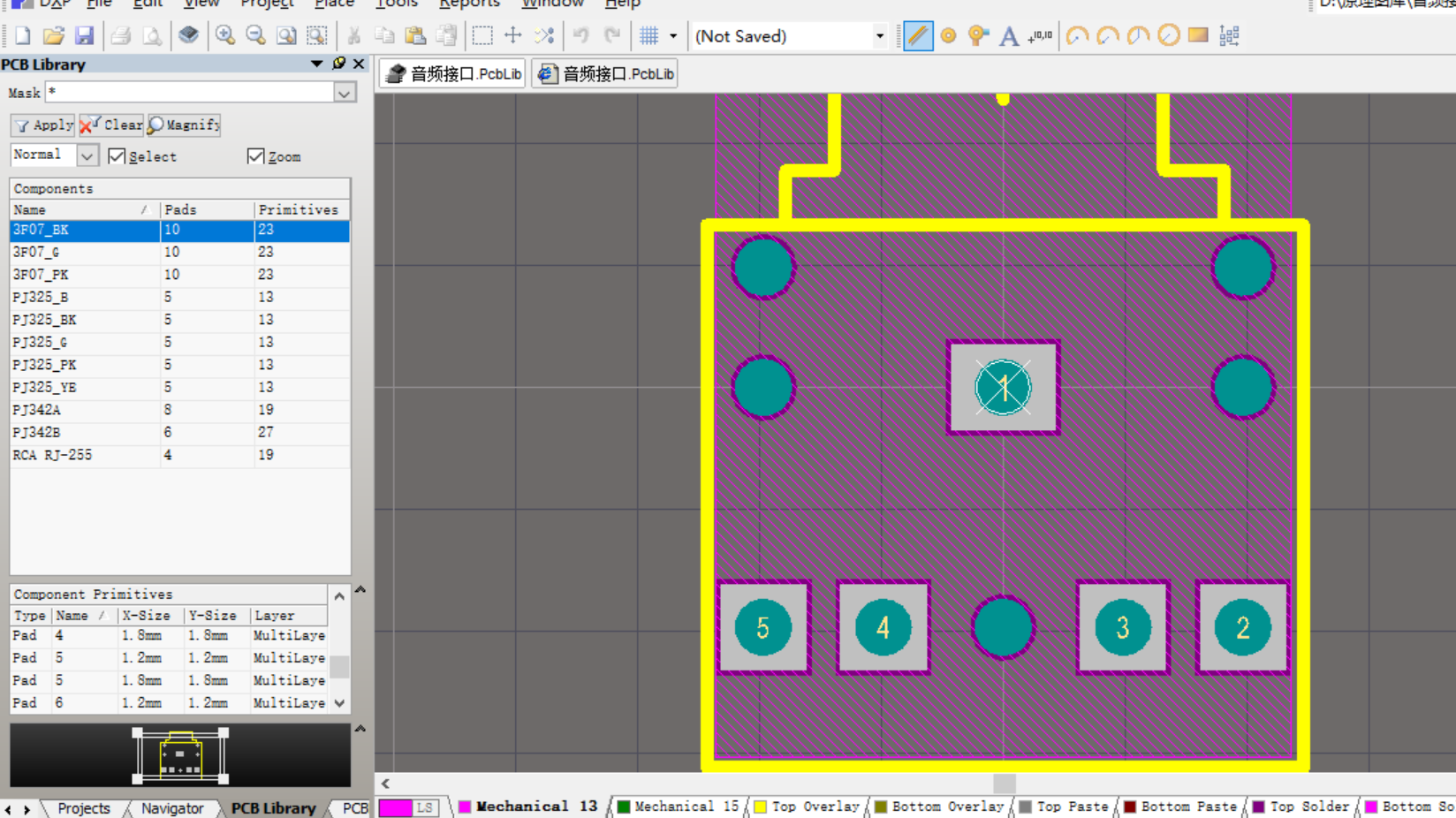 常用音频接口封装Altium Designer AD PCB封装库2D3D元件库文件