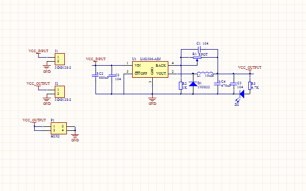 LM2596-ADJ可调电源模块 Altium  AD设计硬件原理图+PCB工程文件