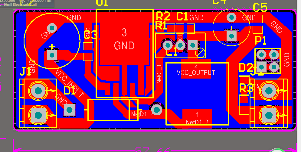 LM2596-ADJ可调电源模块 Altium  AD设计硬件原理图+PCB工程文件