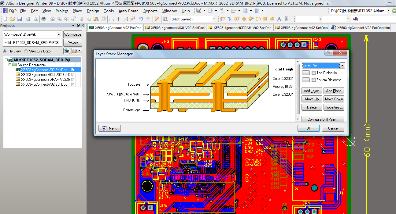 I.MX RT1052+SIM7600CE-PCIE板AD版硬件原理图+PCB(4层) 文件