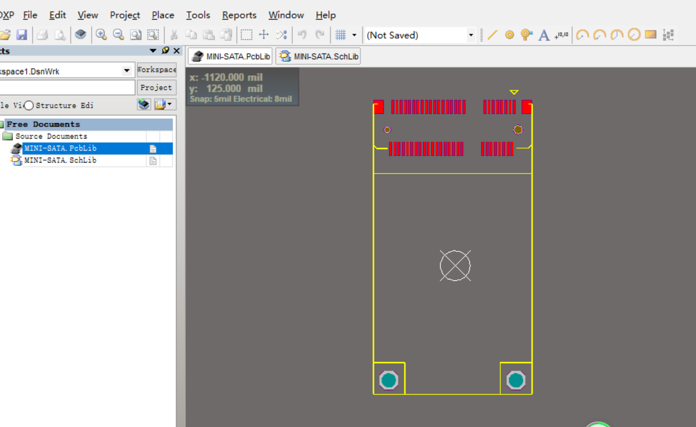 MSATA MINI-SATA硬盘接口ALTIUM硬件原理图+PCB封装库文件