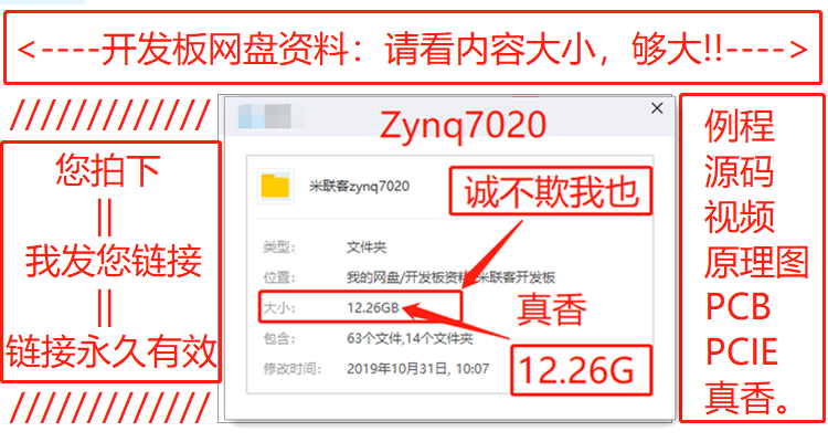 zynq7020资料 米联客zynq7020开发板光盘资料 12G内容包含例程源码 移植项目很好用