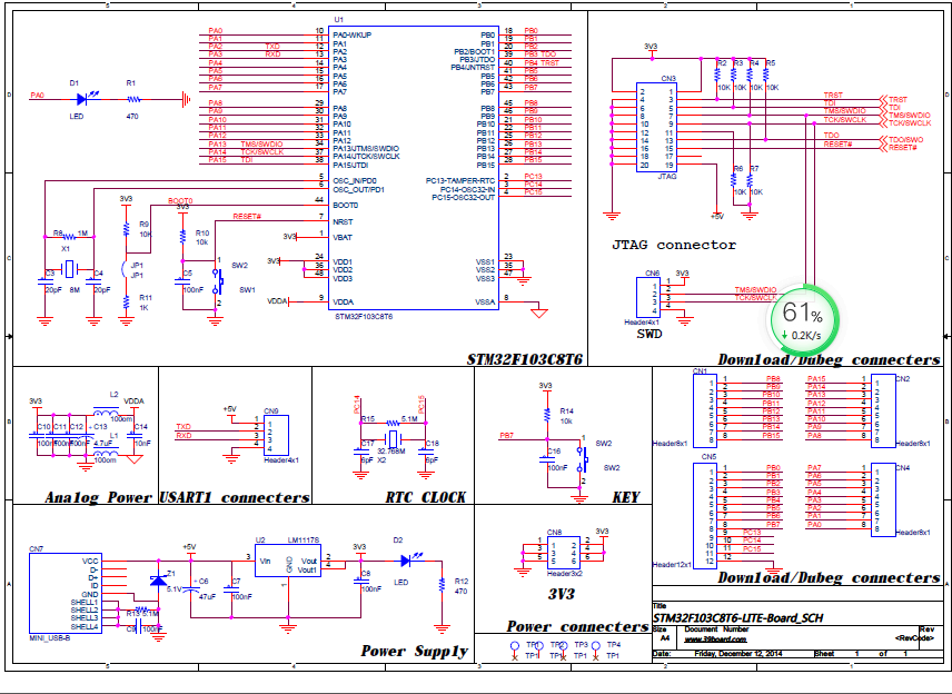 ST-M3-LITE-STM32F103C8T6最小系统原理图+测试程序