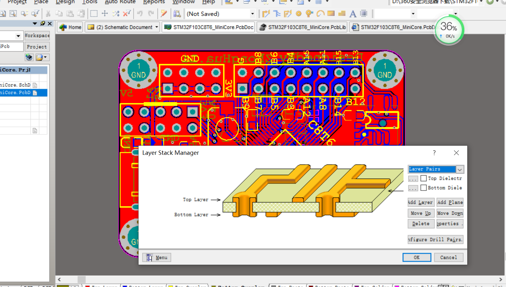 STM32F103C8T6单片机 USB type-C接口最小系统核心板AD设计硬件原理图+PCB+