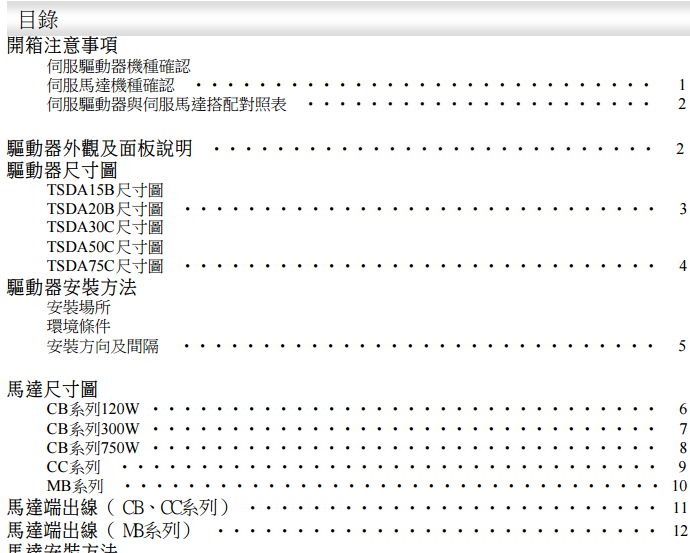 东元AC 伺服系統 TSDA系列安裝、操作手冊