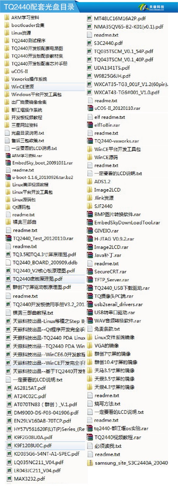 【网盘】天嵌tq2440开发板光盘资料 视频资料 S3C2440 arm9开发板-7GB
