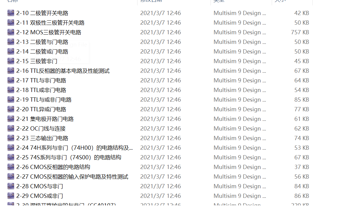 	数字电子Multisim仿真电路仿真实验130例Multisim工程源码