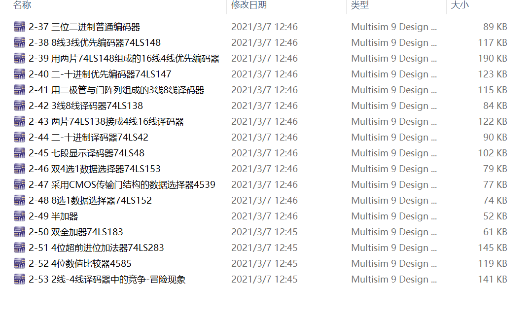 	数字电子Multisim仿真电路仿真实验130例Multisim工程源码