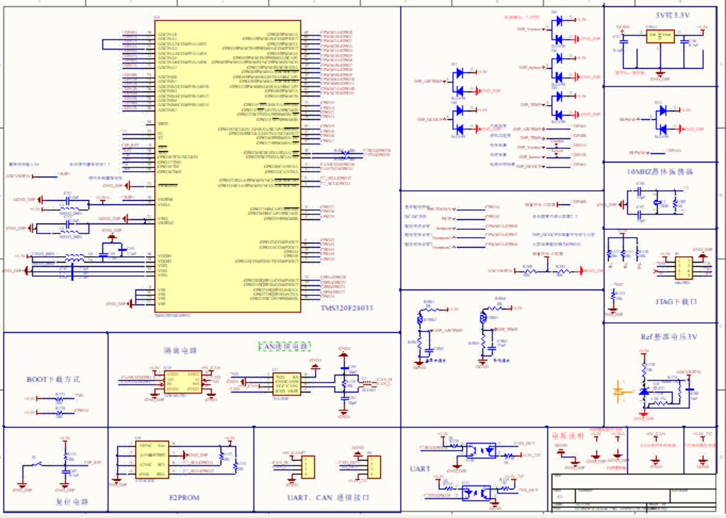 TMS320F28035 DSP最小核心板开发板ALTIUM设计原理图 无PCB板图