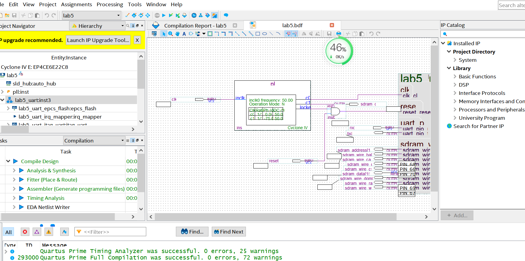 NIOS ii 应用实验UART接口测试cycloen4e FPGA源码 fpga quartu工程